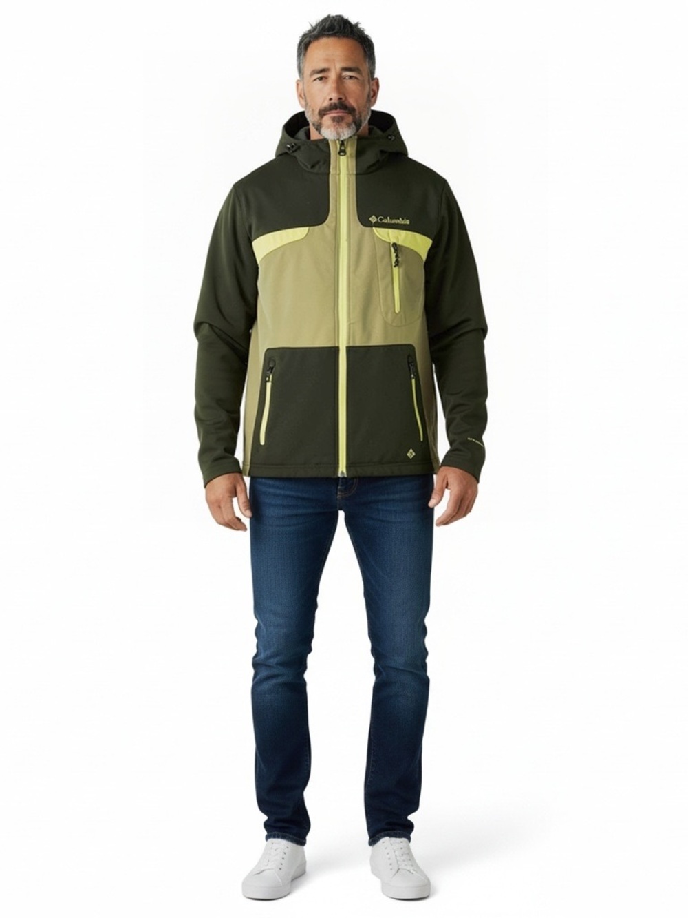 Columbia Omni-Shield Softshell Fleece-Lined Jacket Mens Size S Full Zip Green
